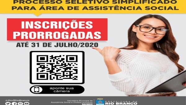 Prefeitura prorroga inscrições de processo seletivo simplificado para a área da Assistência Social